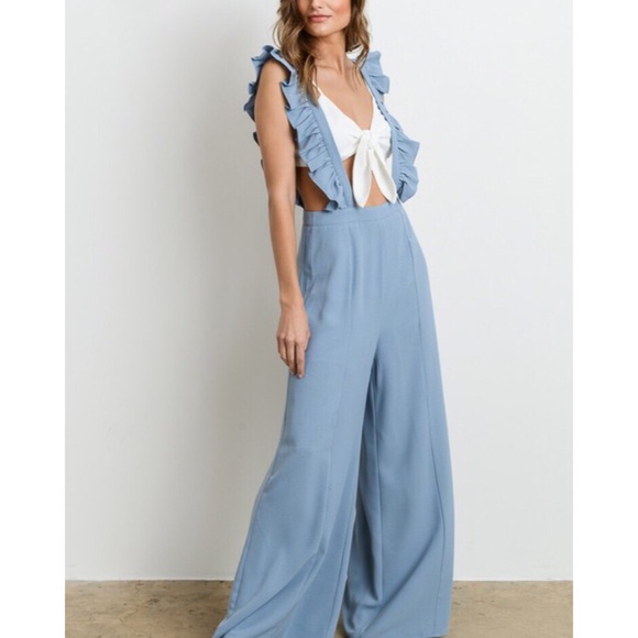 Ruffle-trim Suspenders 2-piece Set - Picture 2 of 8